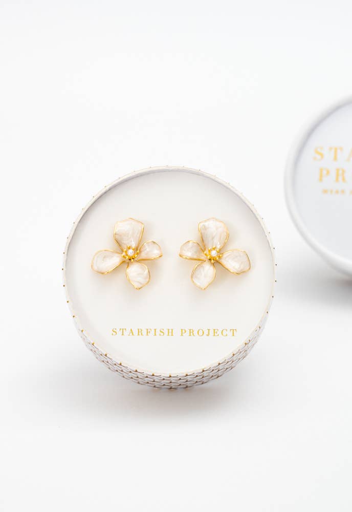 Hope in Bloom Flower Earrings in Tuscan Tan