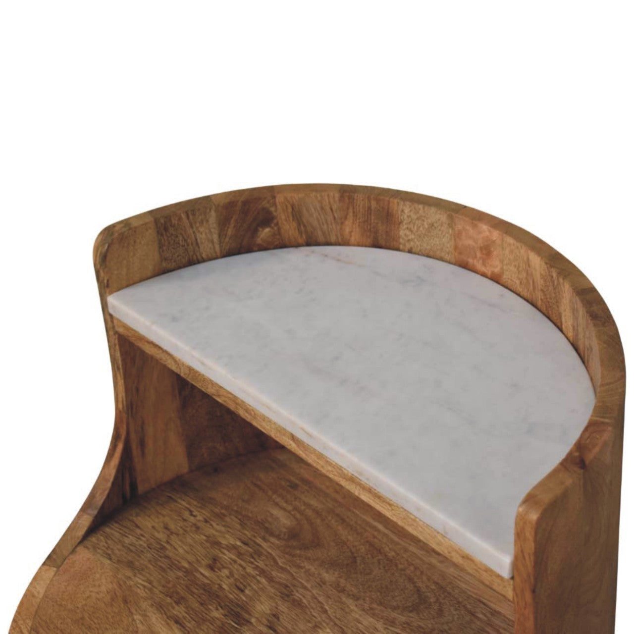 Solid Wood Curved Bedside with Marble Top
