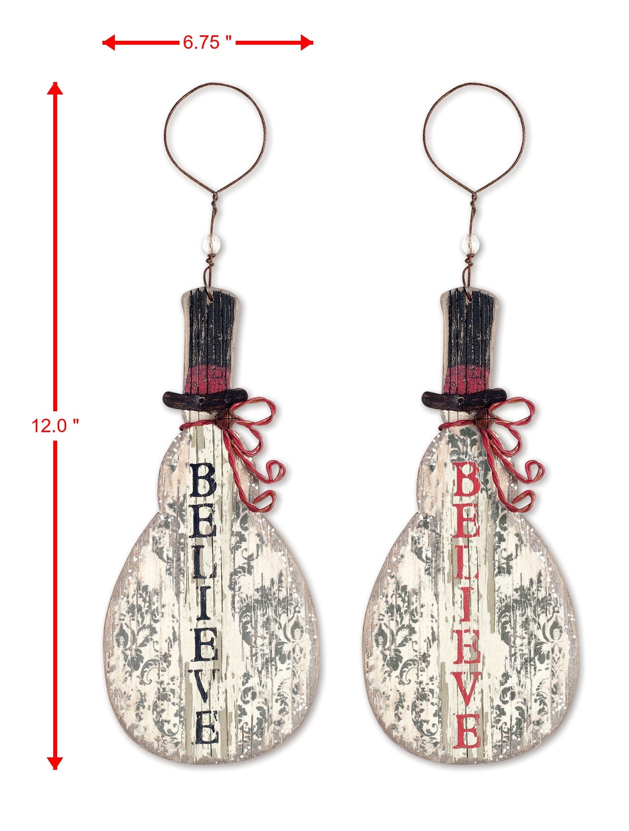 Rustic Believe Snowman Ornaments - Set of 4