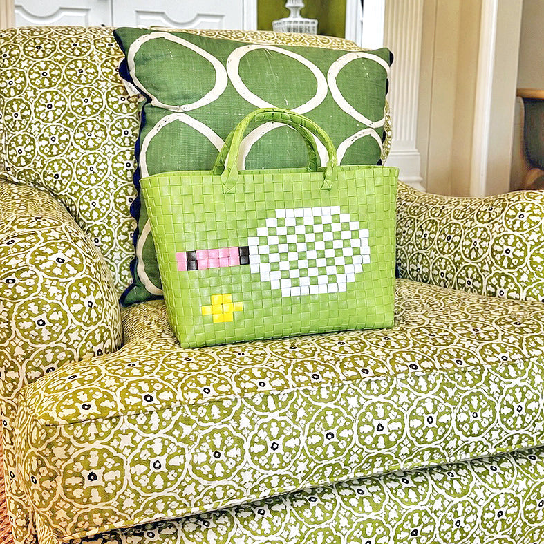Tennis woven basket bag