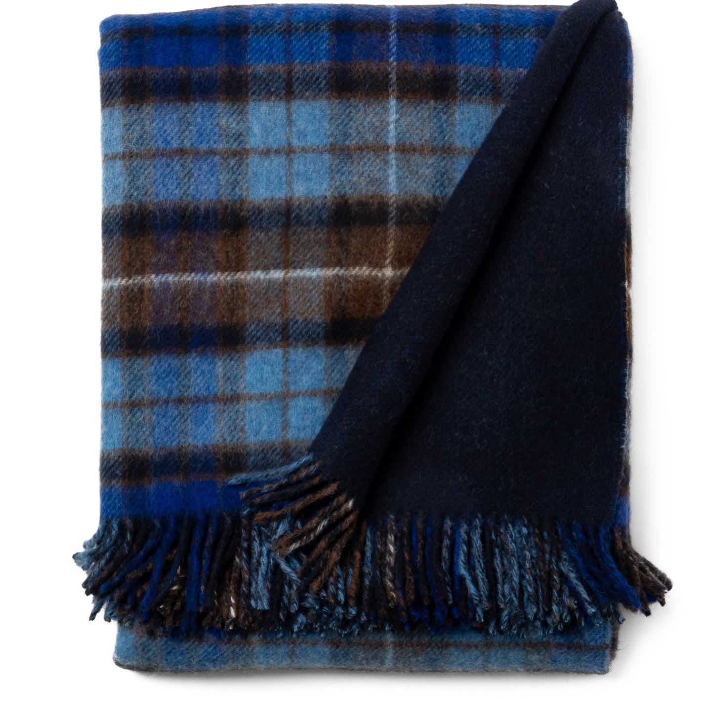 Highland Tweeds Double Cloth Reversible Throw (Blue Buchanan)