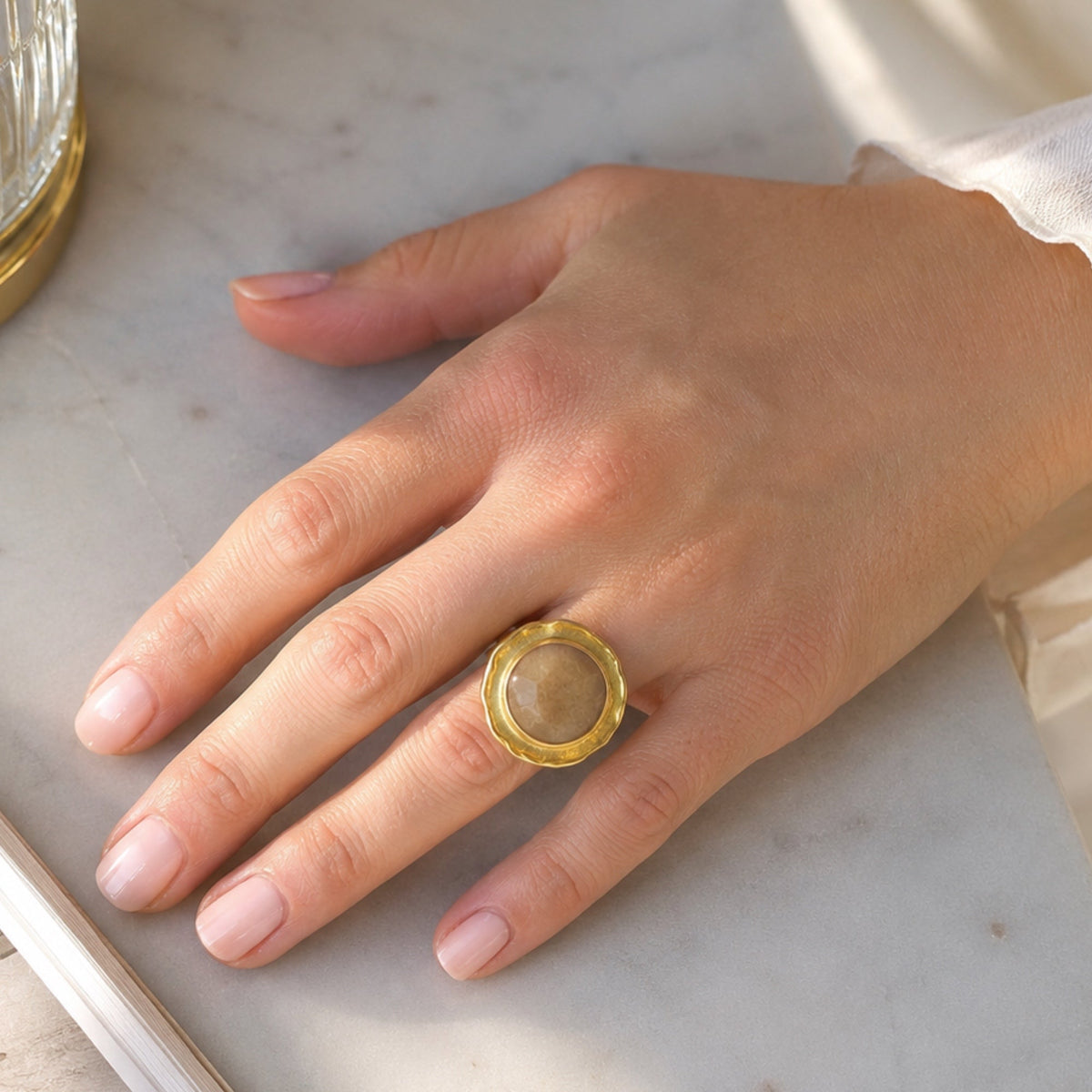 Orange Quartz Cocktail Ring - Mercan