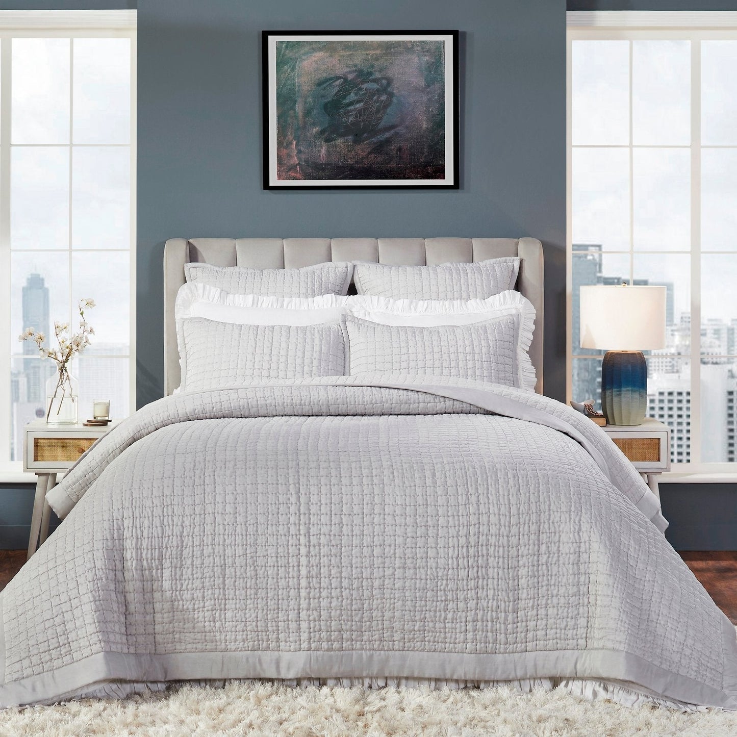 Malibu Square Quilted Silk Coverlet - Clearance