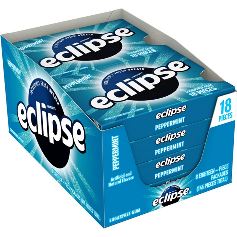Eclipse Peppermint Sugar Free Chewing Gum, Single Pack, 18 Piece
