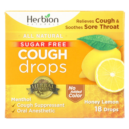 Herbion Naturals Cough Drops, Sugar Free, Honey Lemon, 18 Drops