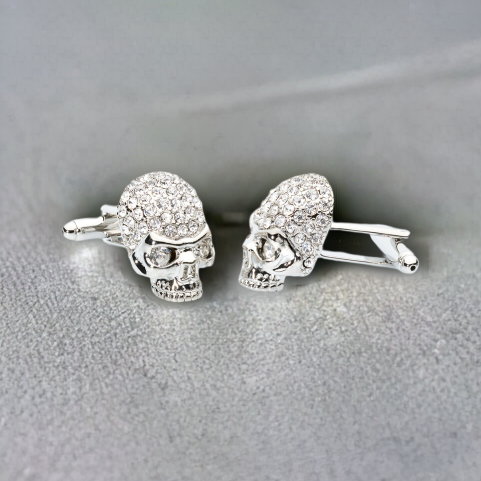 Crystal Skull Cufflinks – Gothic Luxury with Faceted Accents - Osadia Concept Store