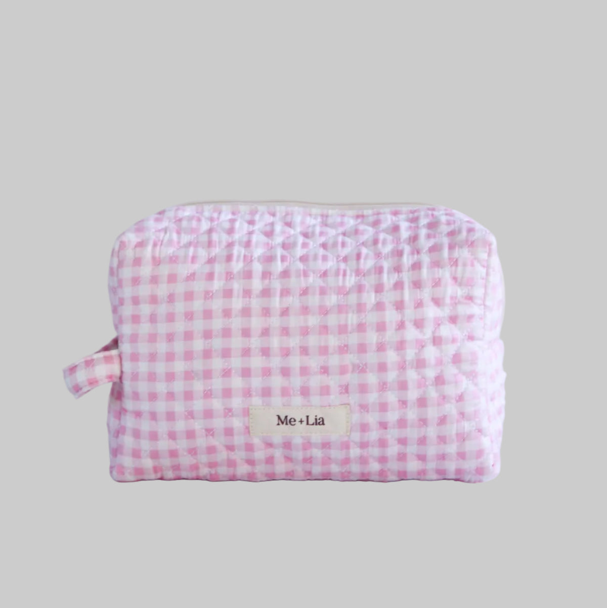 Gingham Pink Make-up Pouch - Large