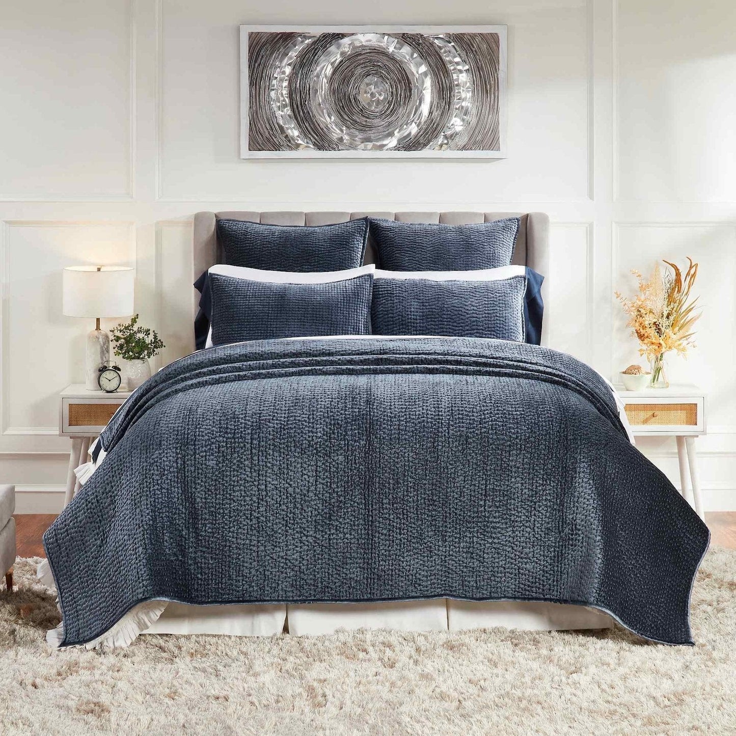 Laguna Pick Stitch Velvet Coverlet - Clearance