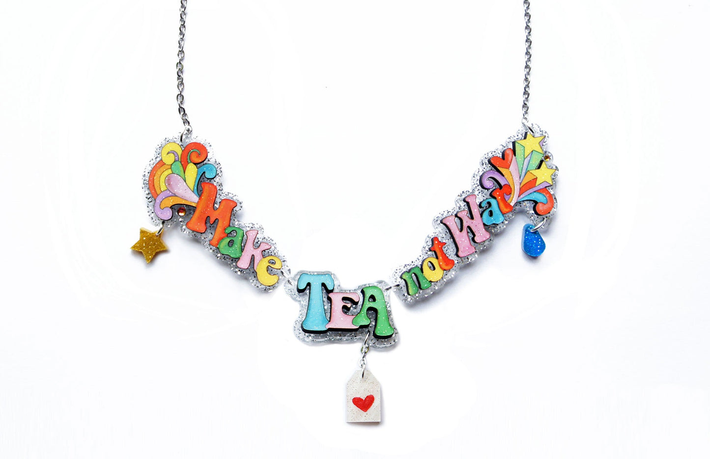 Make Love Not War Necklace by Laliblue – Retro Statement Necklace Vintage Inspired