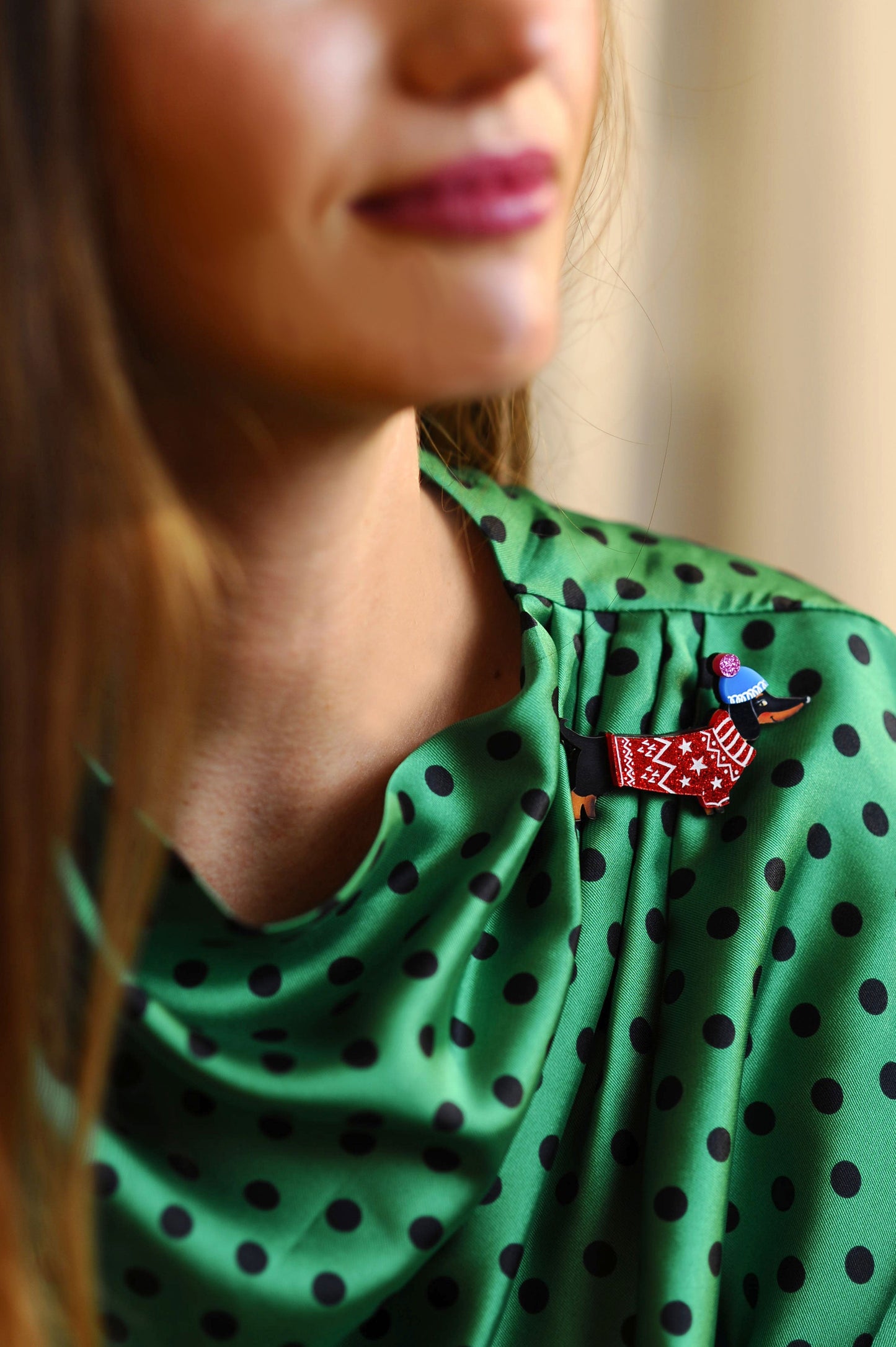 Dachshund Dog in Sweater Brooch by Laliblue