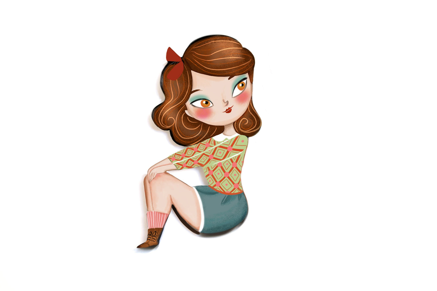 Puzzle with redhead girl brooch by Laliblue