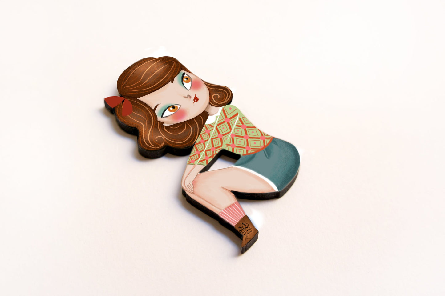 Puzzle with redhead girl brooch by Laliblue