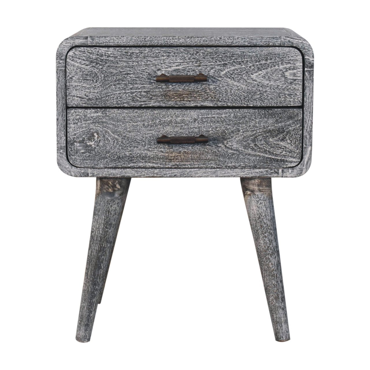 Solid Wood Sandblasted Ash Curved Bedside Table