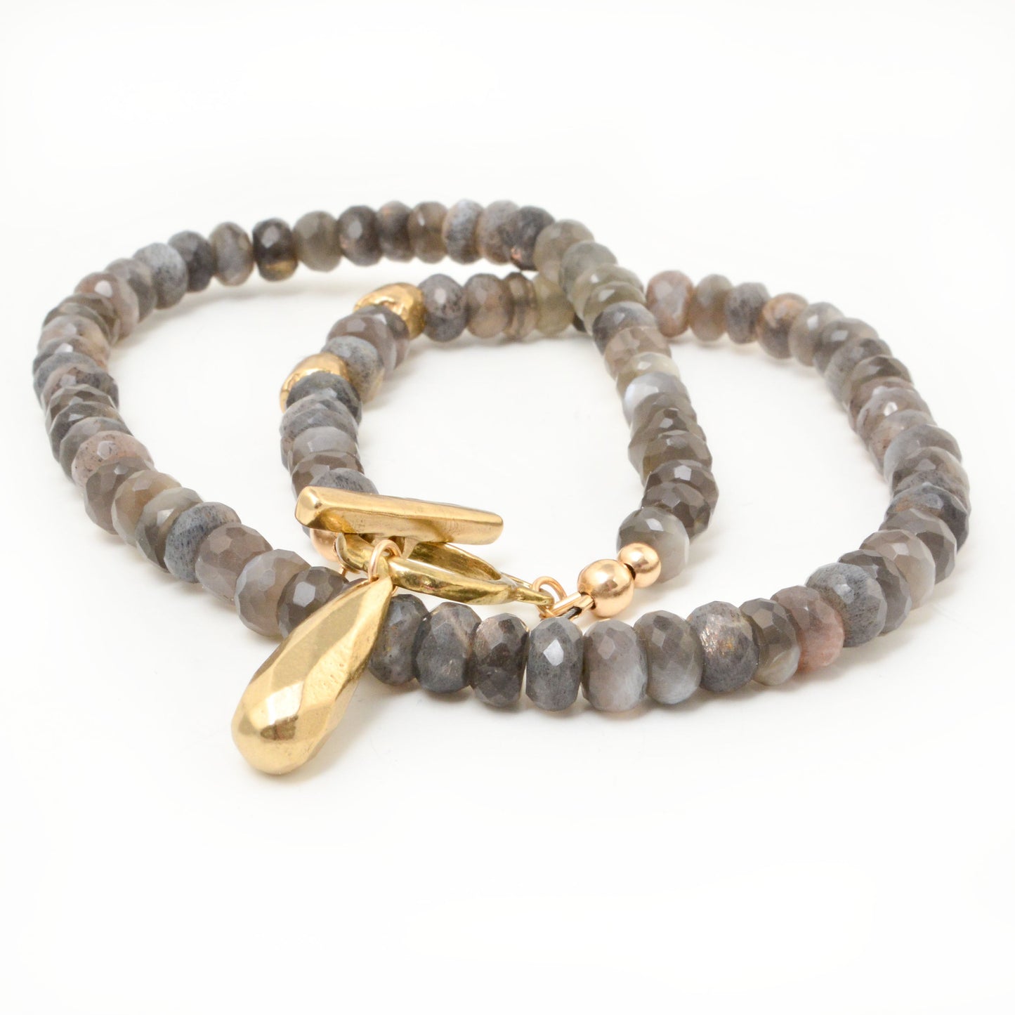 Golden Teardrop Moonstone Necklace