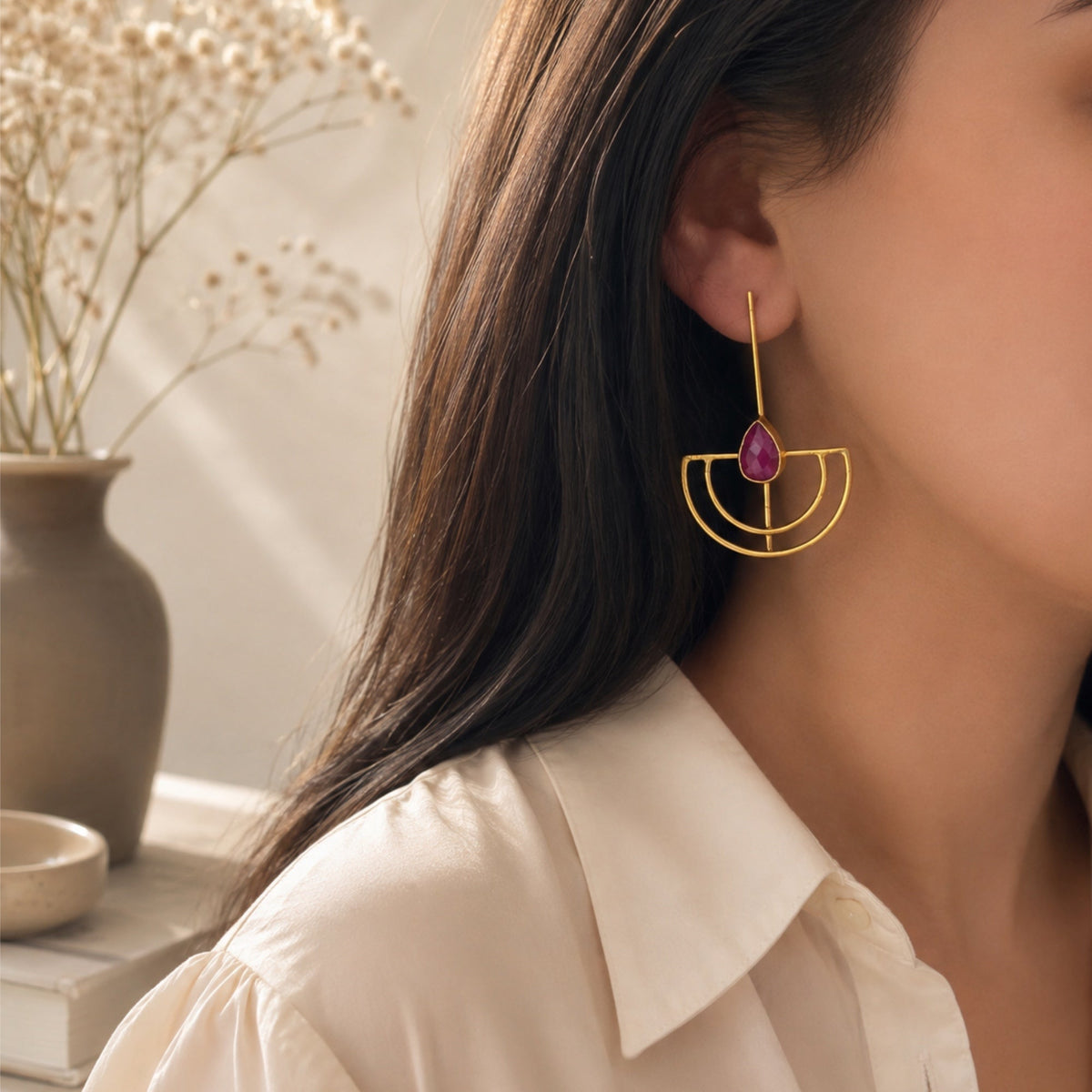 Karpuz Ruby Earrings