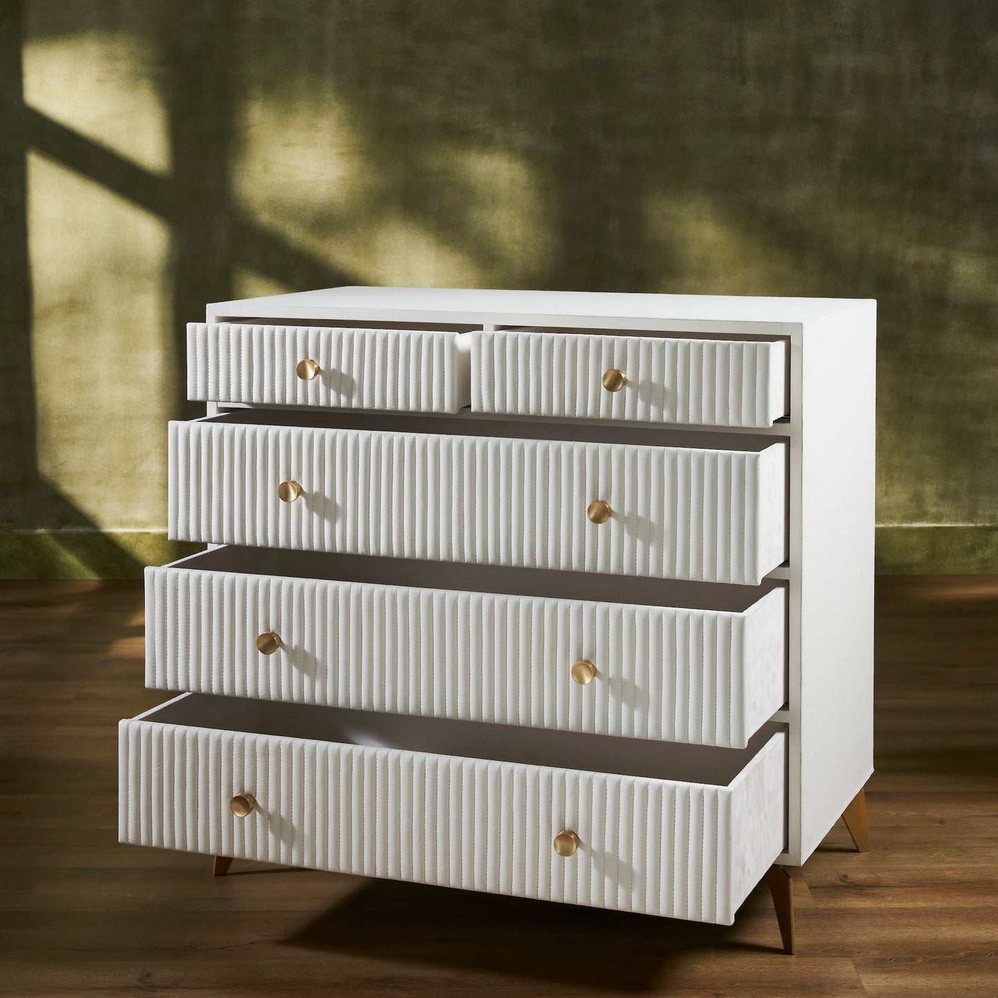 Stanford Five Drawer Leather Chest