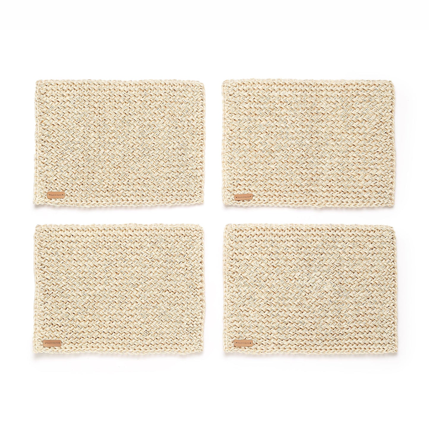 S/4 White Placemat with Golden Thread