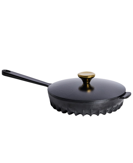 FIREUP Rapid Heat Enameled Cast Iron Caviar Black Frying Pan, 10 In.