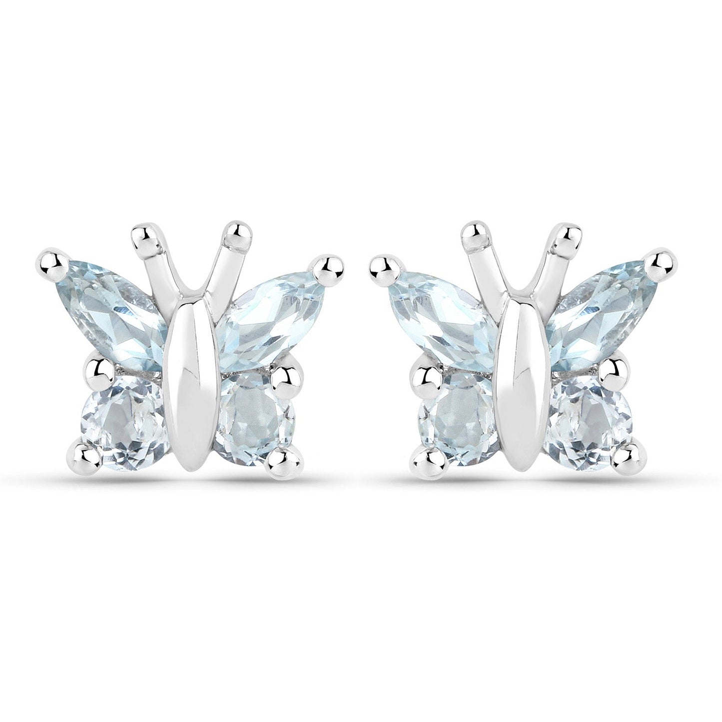 18K White Gold Plated 1.12 Carat Genuine Blue Topaz .925 Sterling Silver Earrings