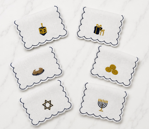 Hanukkah Cocktail Napkins (Set of 6) with Acrylic Gift Box