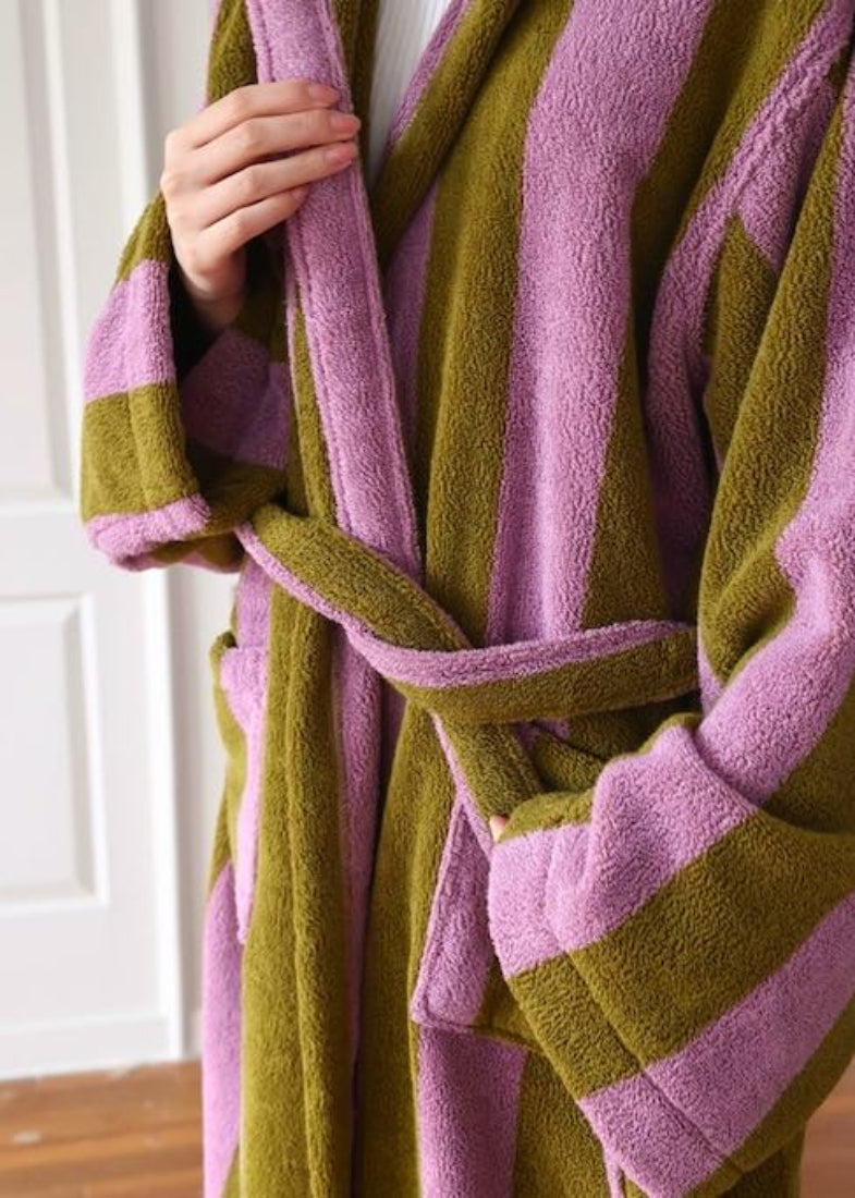 Ultra Soft Retro Whimsical Stripe Bath Robe