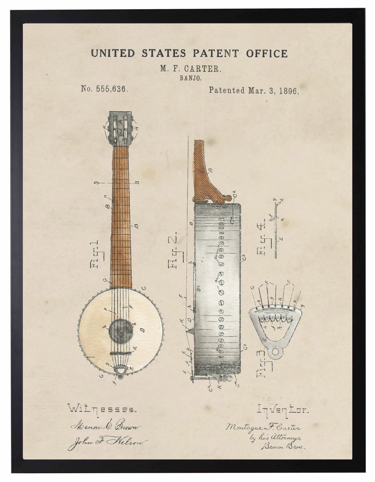 Banjo Template in Black Frame