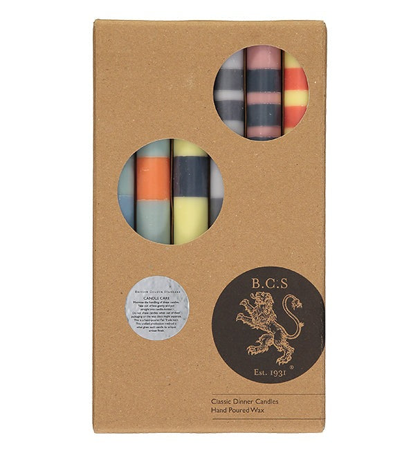 S/3 Mixed Pack of all 3 Stripes Dinner Candles