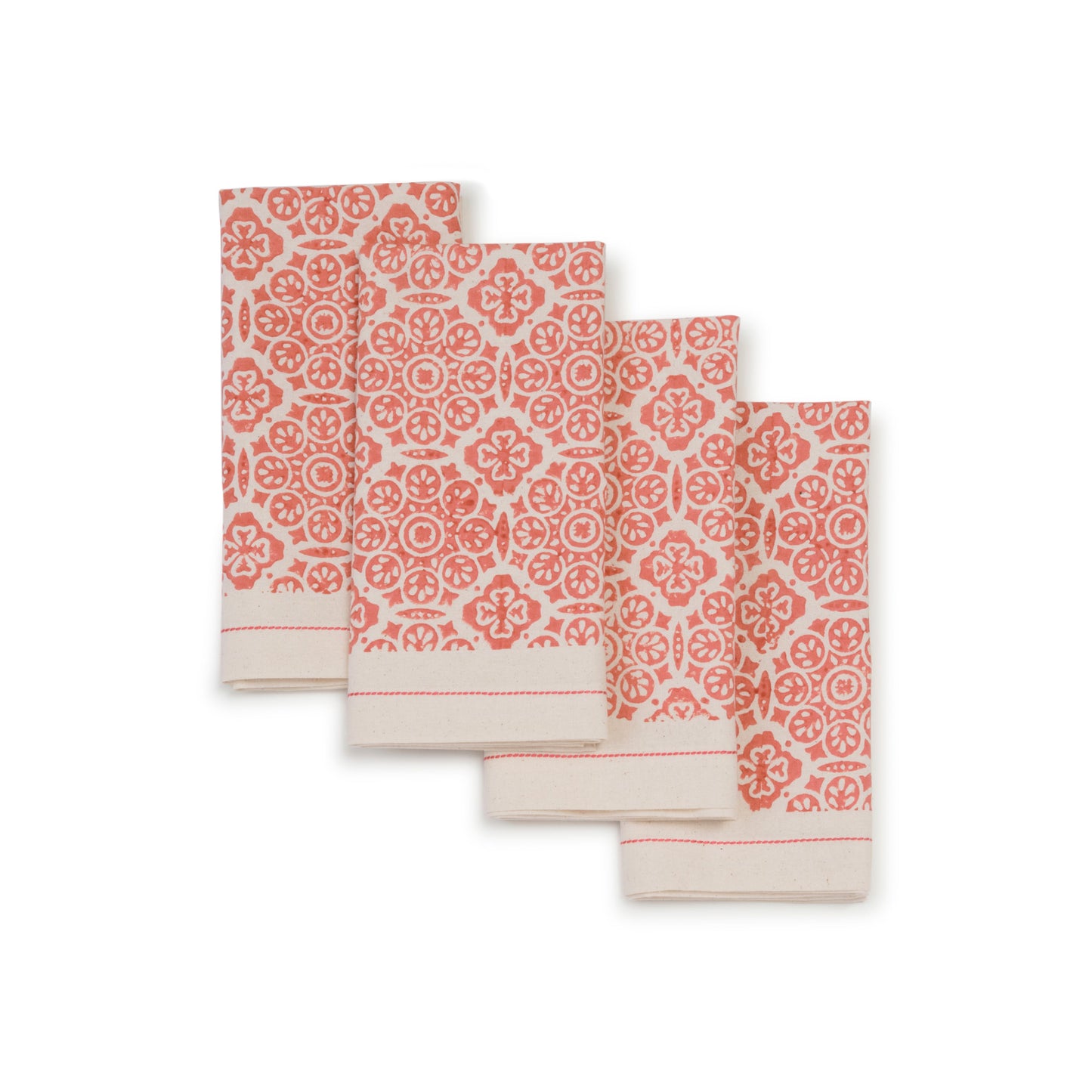 Hand Block Printed Napkins - Set of 4. Cotton - Fair Trade - Artisan Made