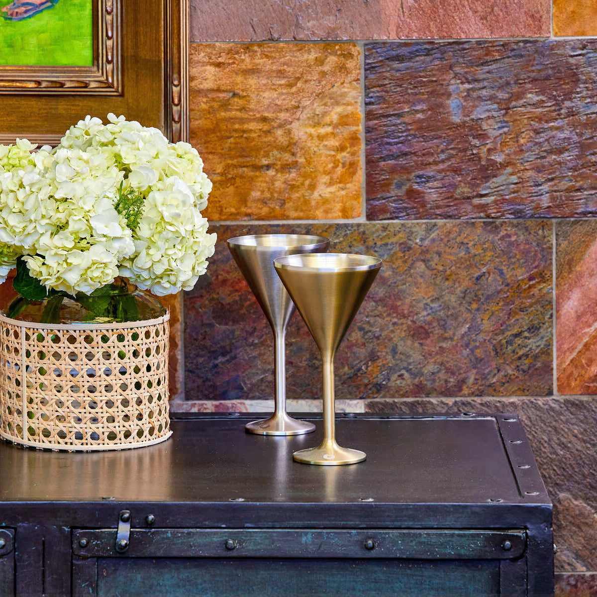 Stainless Steel Stemmed Martini Glass, Gold
