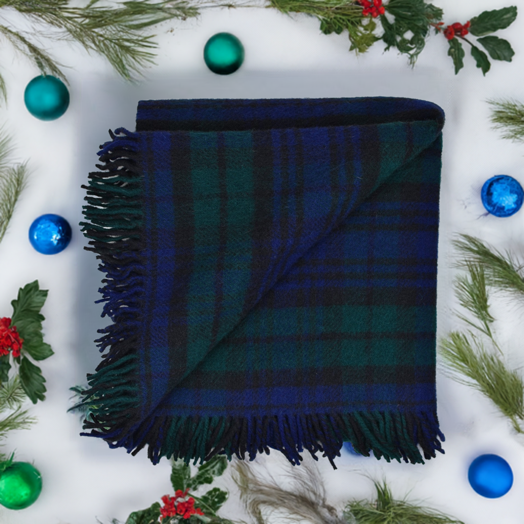 Highland Tweeds Pure New Wool Fluffy Throw ~ Black Watch ~