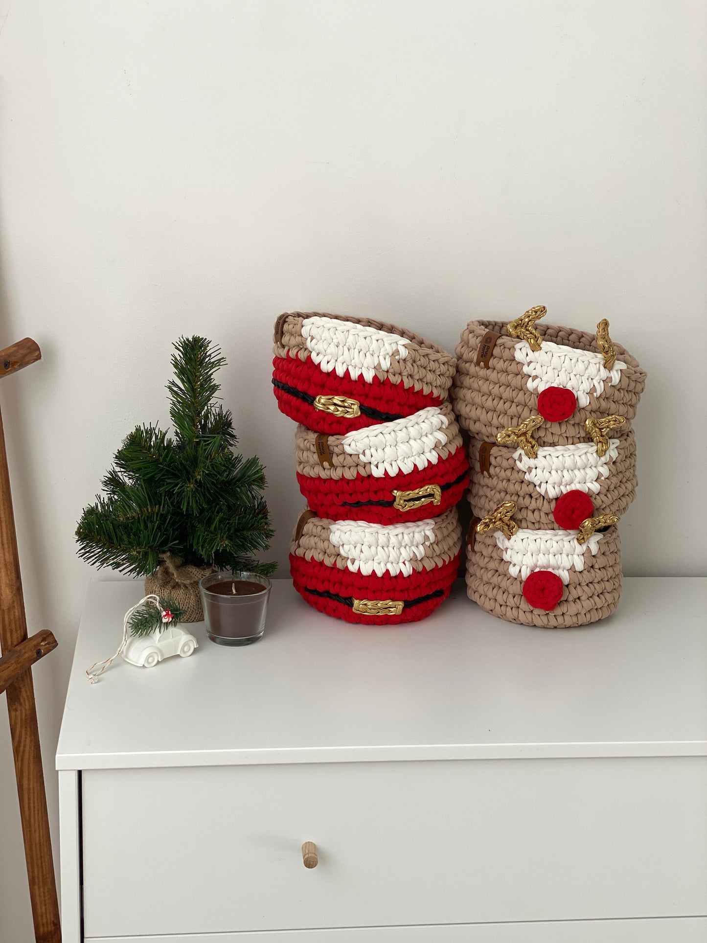 Christmas Deer and Santa Baskets