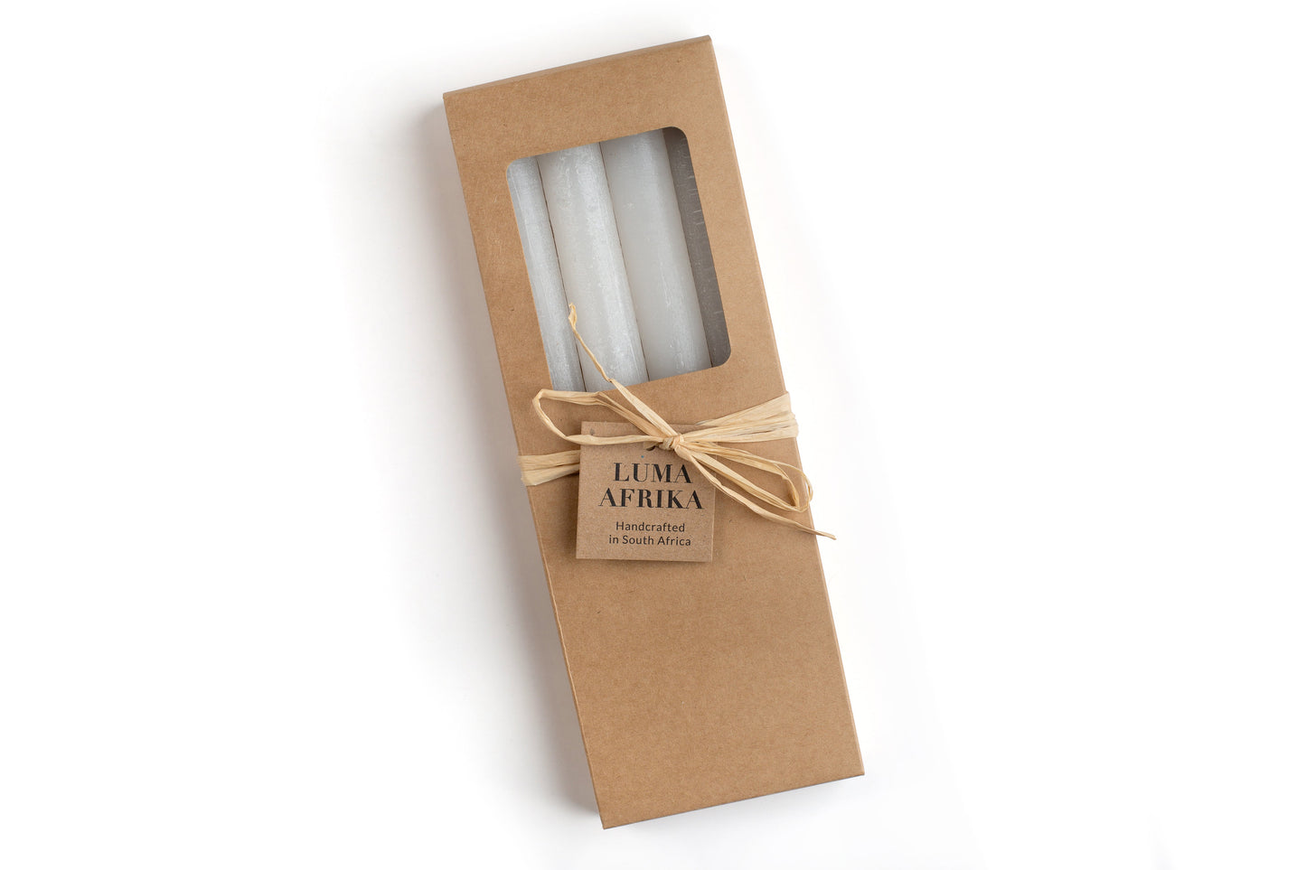 Luma Afrika Frosted 9" Tapers - White - 4 Pack