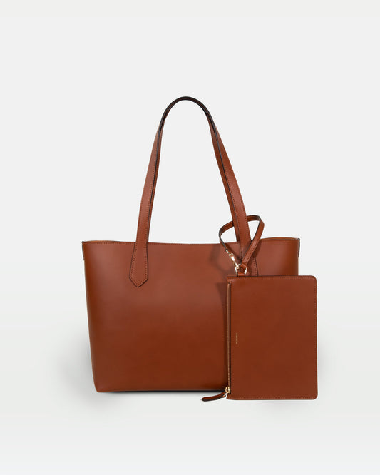 Elba medium size structured tote in vegetable-tanned leather