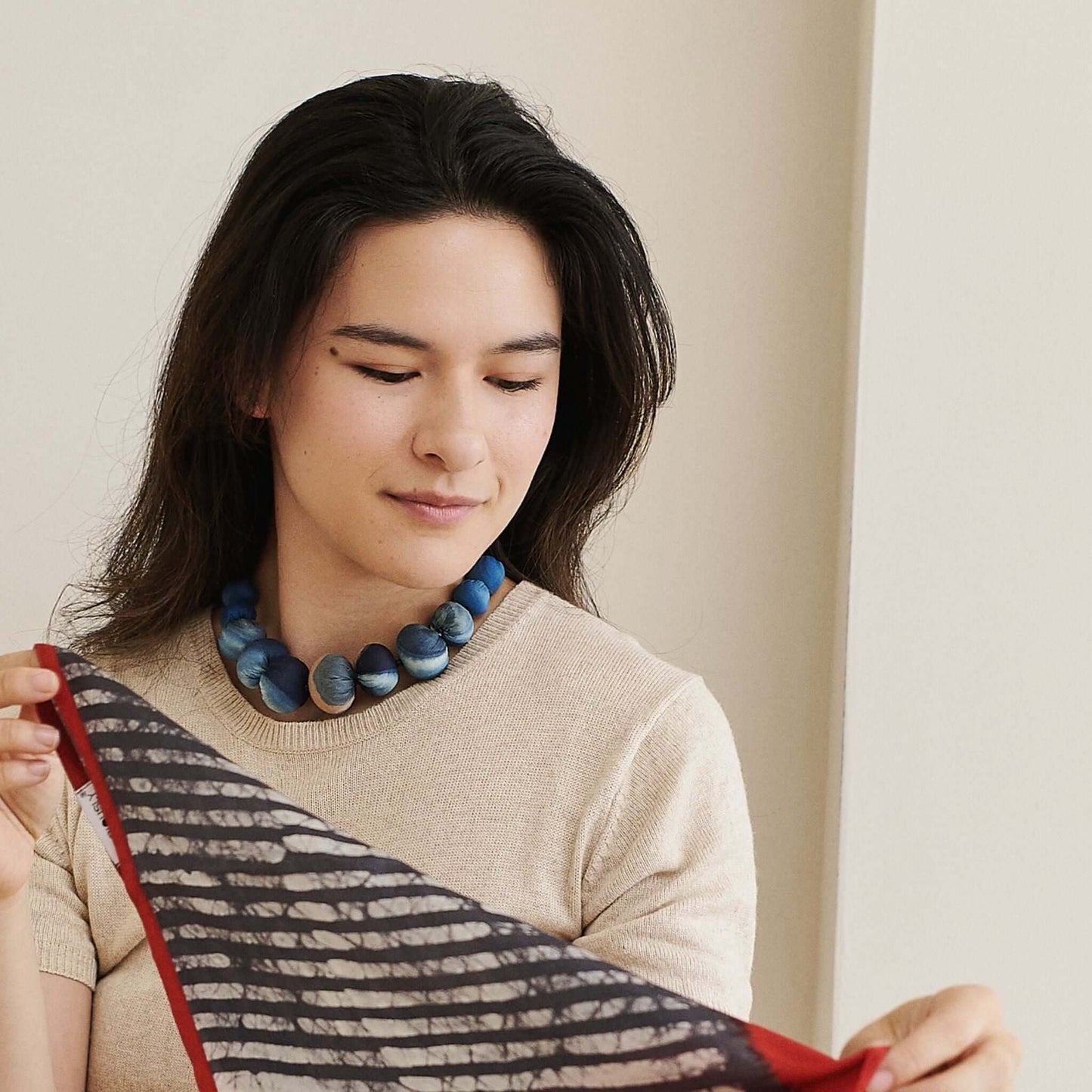 Mihika Silk Beaded Necklace Modern Artisanal— Indigold