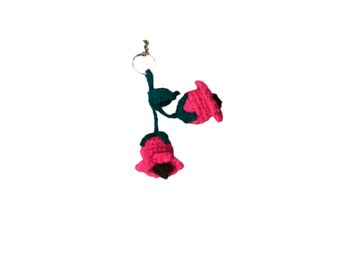Double flower crochet keychain