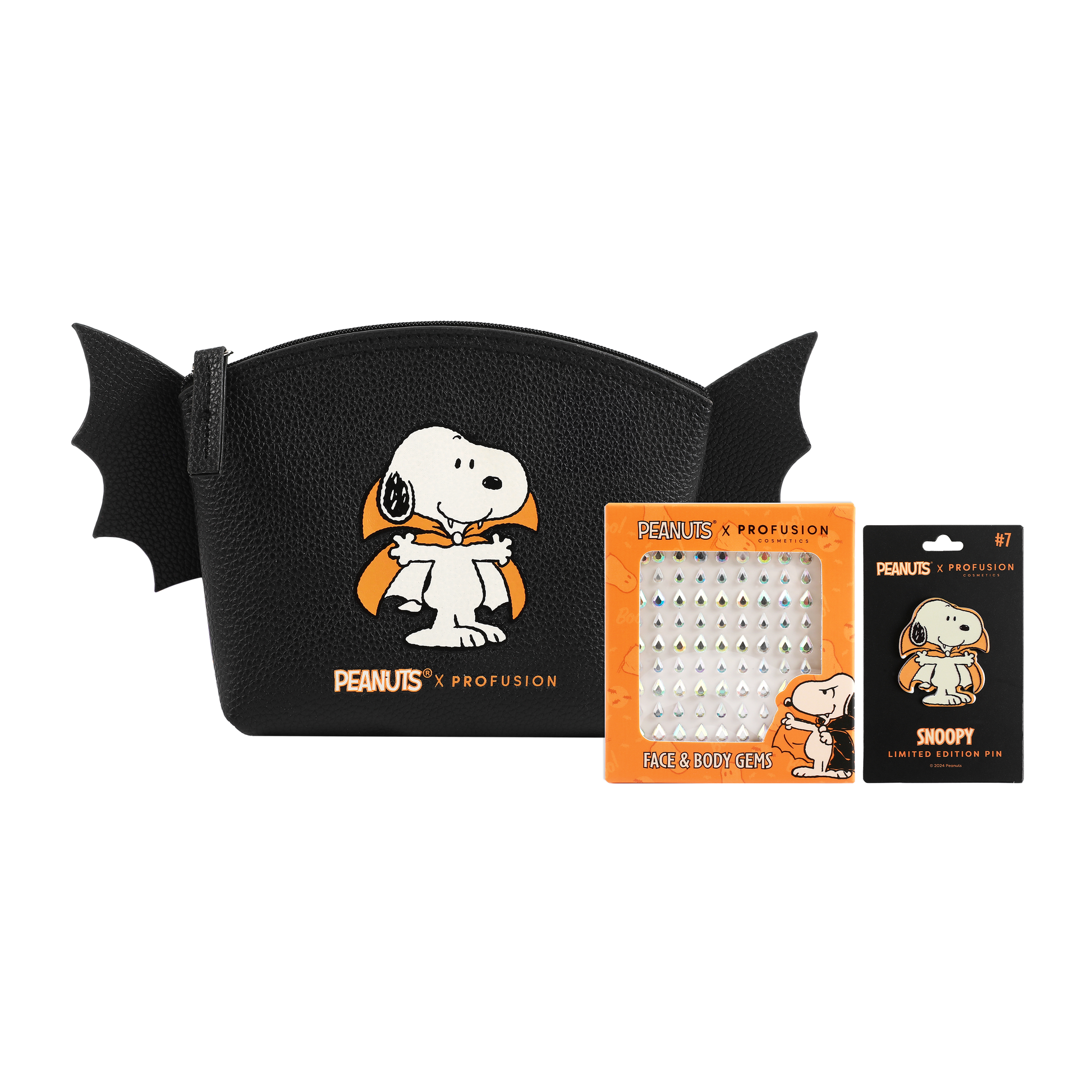Peanuts Halloween | Count Snoopy Cosmetic Bag Set with Gems - Osadia Concept Store