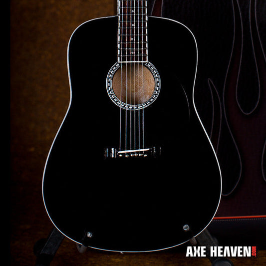 Classic Black Finish Miniature Acoustic Guitar Replica Collectible
