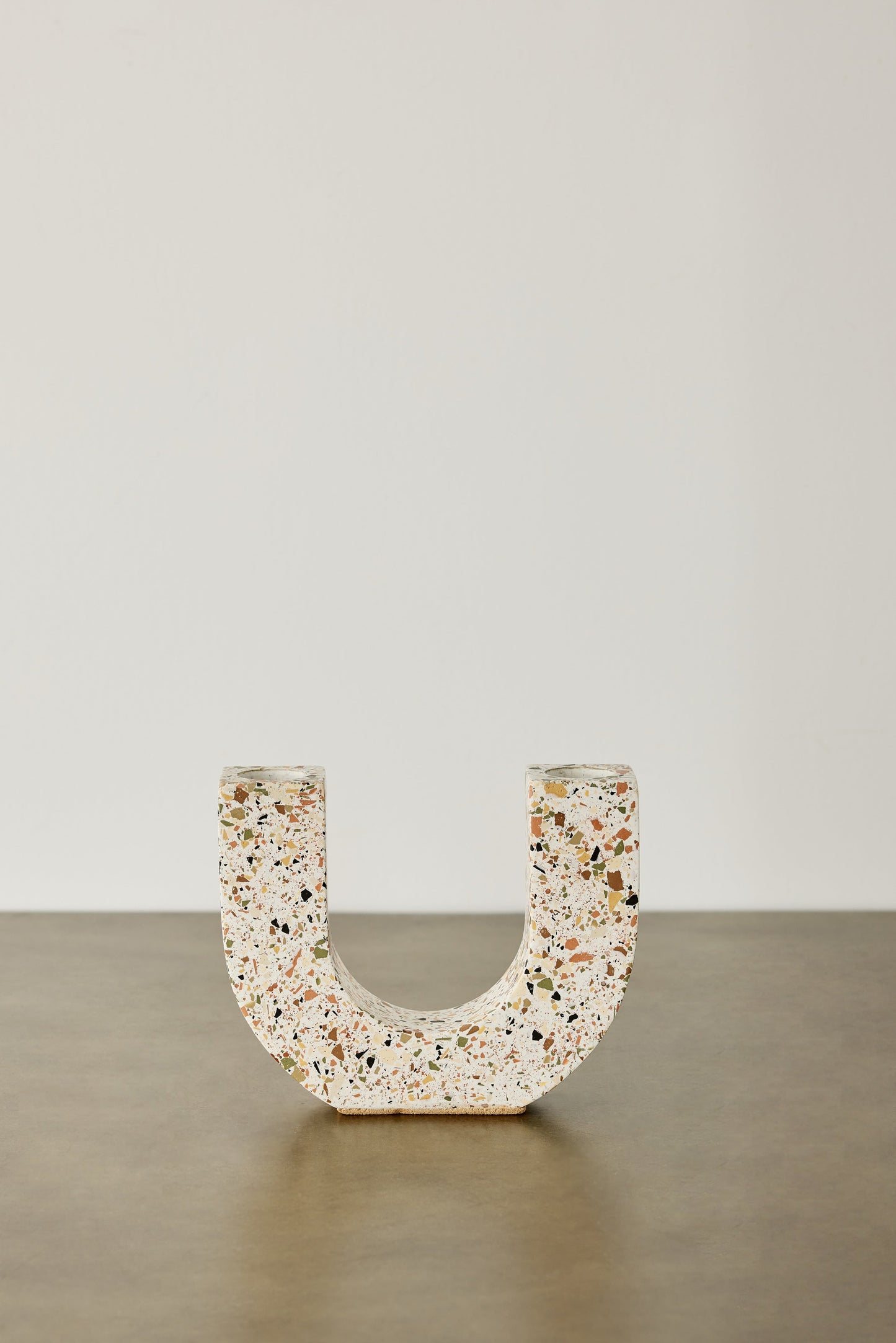 U-shaped Neutral Terrazzo Taper Candle Holder