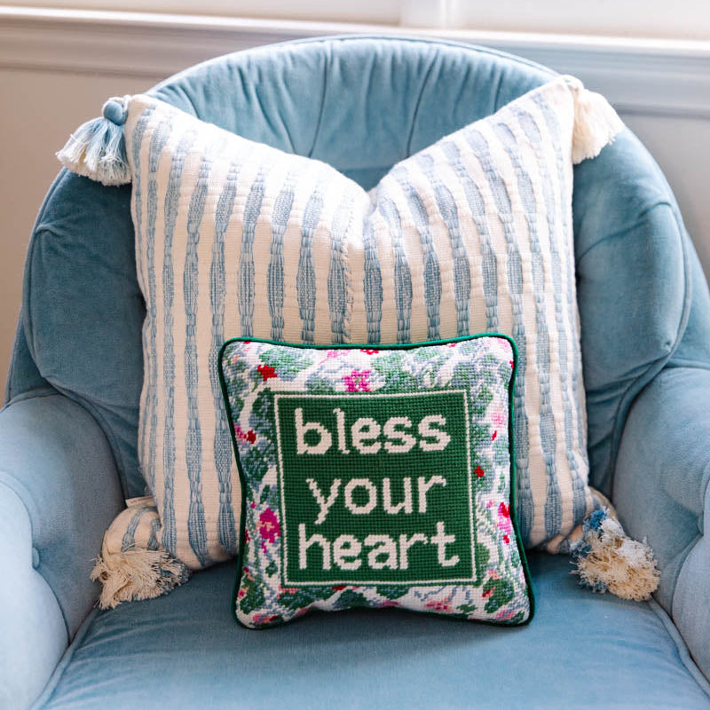 Bless Your Heart Needlepoint Pillow - Osadia Concept Store