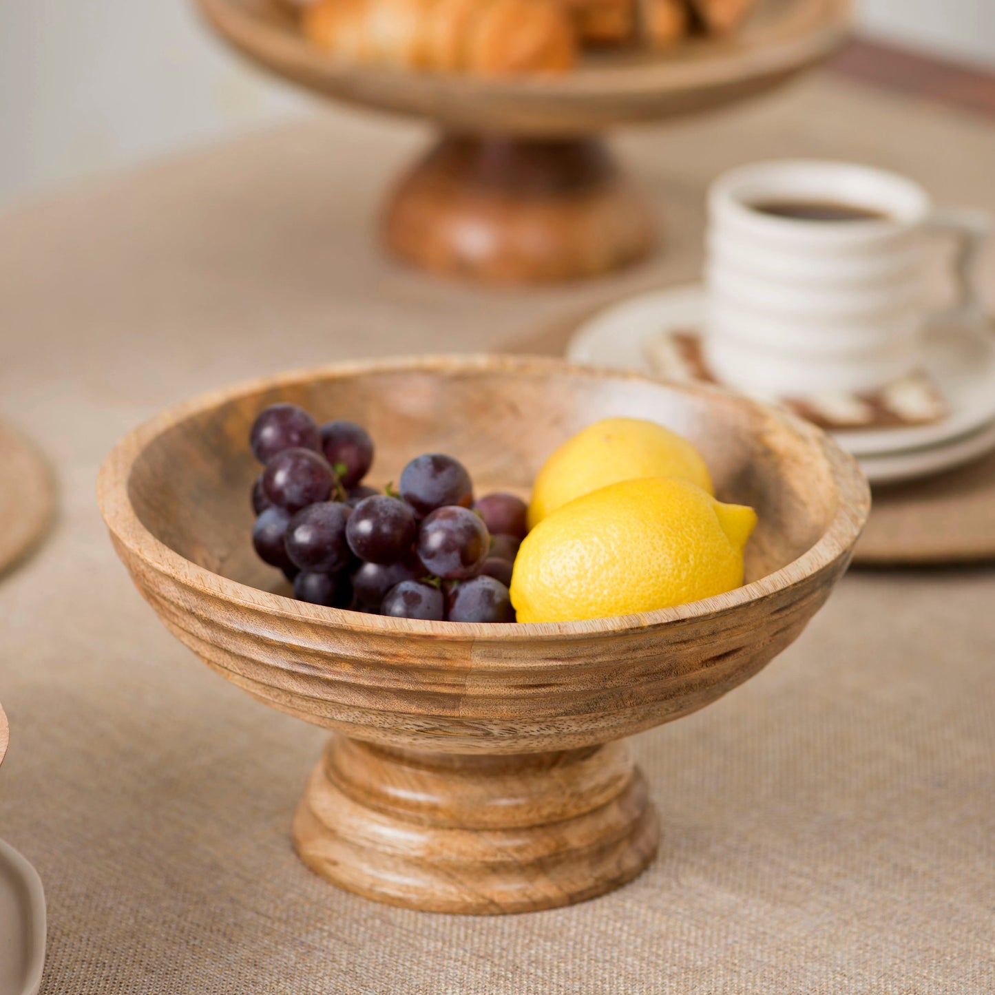 Aranya Mangowood Pedestal Fruit Bowls