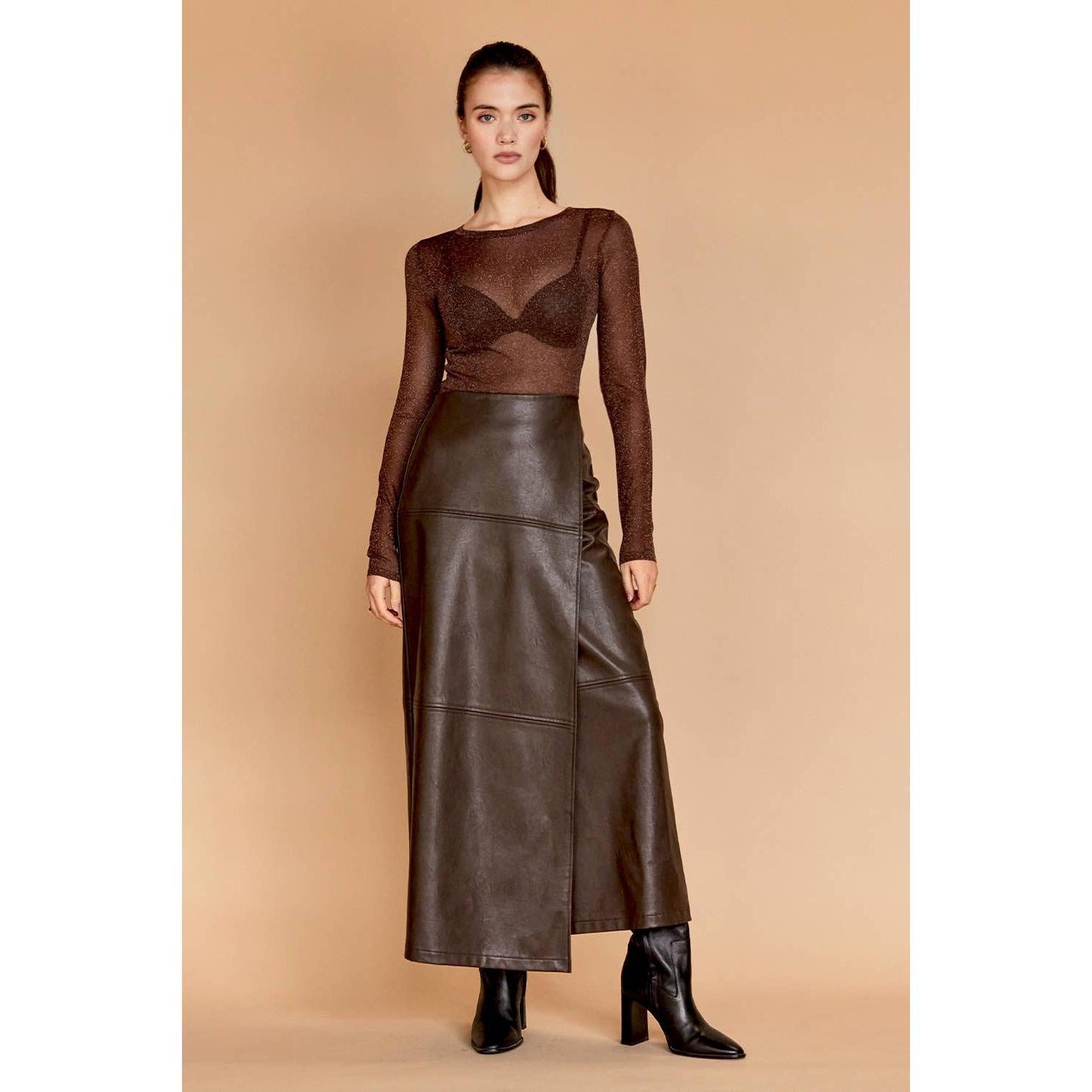 Alexandra Vegan Leather Wrap Skirt [Sizes XS-XL]