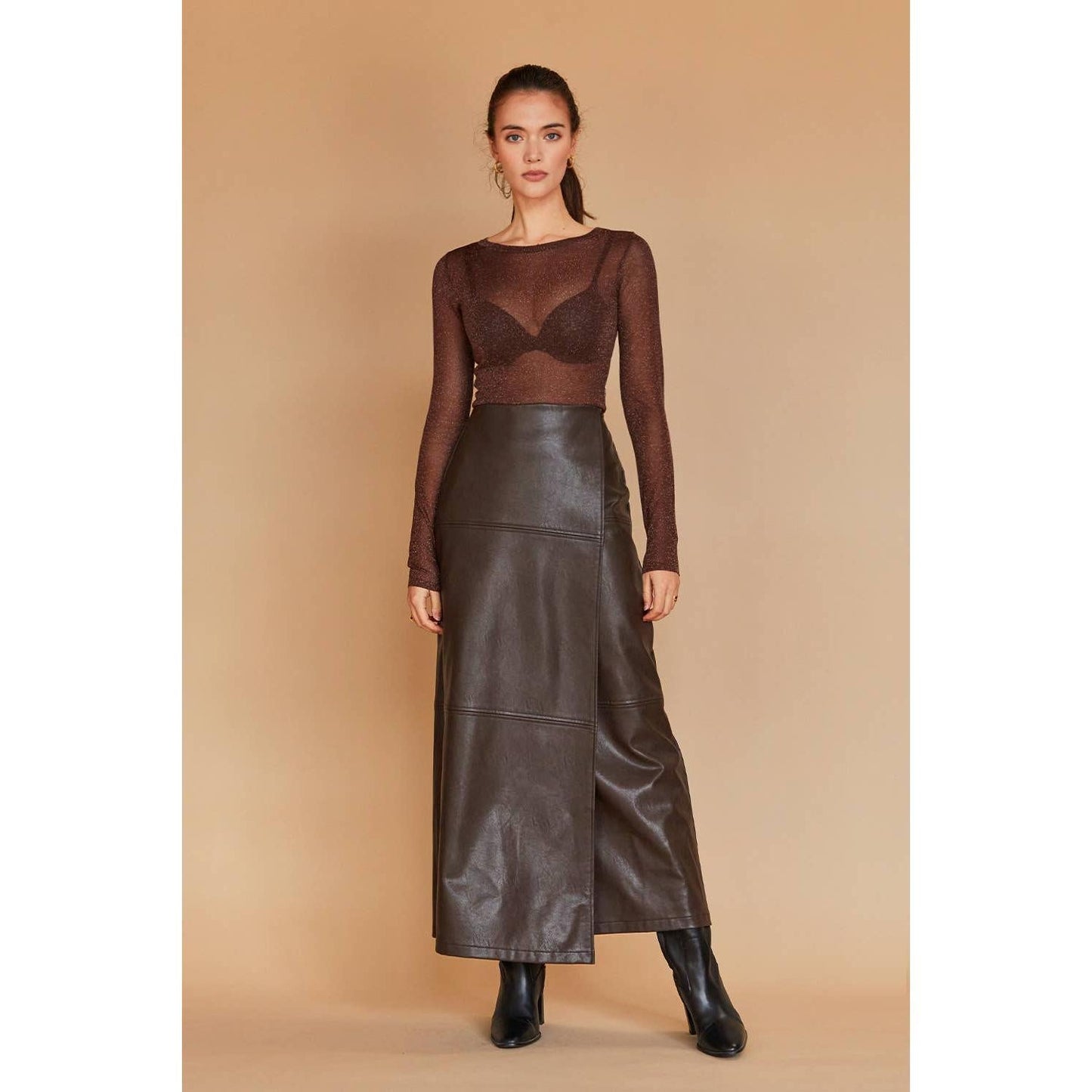 Alexandra Vegan Leather Wrap Skirt [Sizes XS-XL]