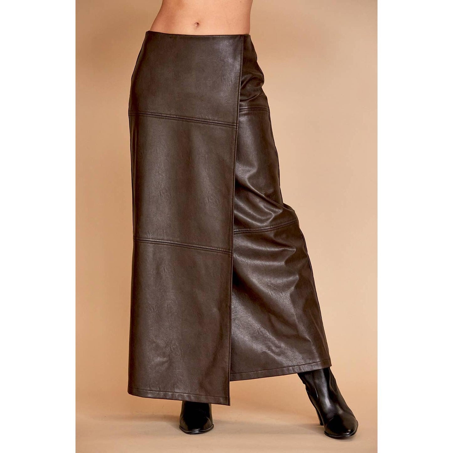 Alexandra Vegan Leather Wrap Skirt [Sizes XS-XL]