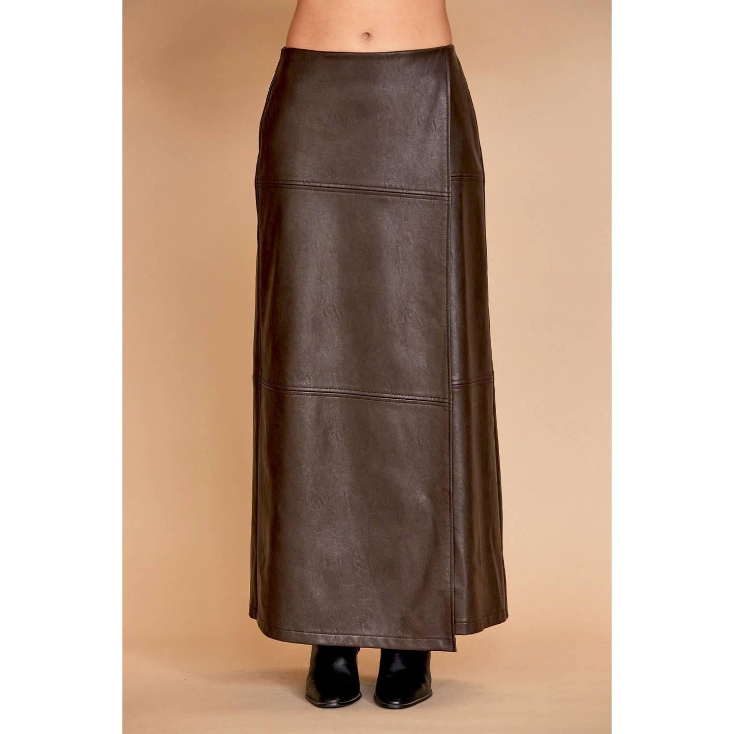 Alexandra Vegan Leather Wrap Skirt [Sizes XS-XL]