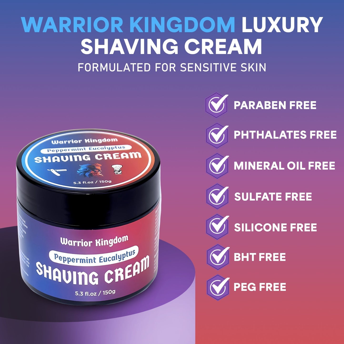 WhollyKaw Warrior Kingdom Luxury Shaving Cream - Peppermint Eucalyptus