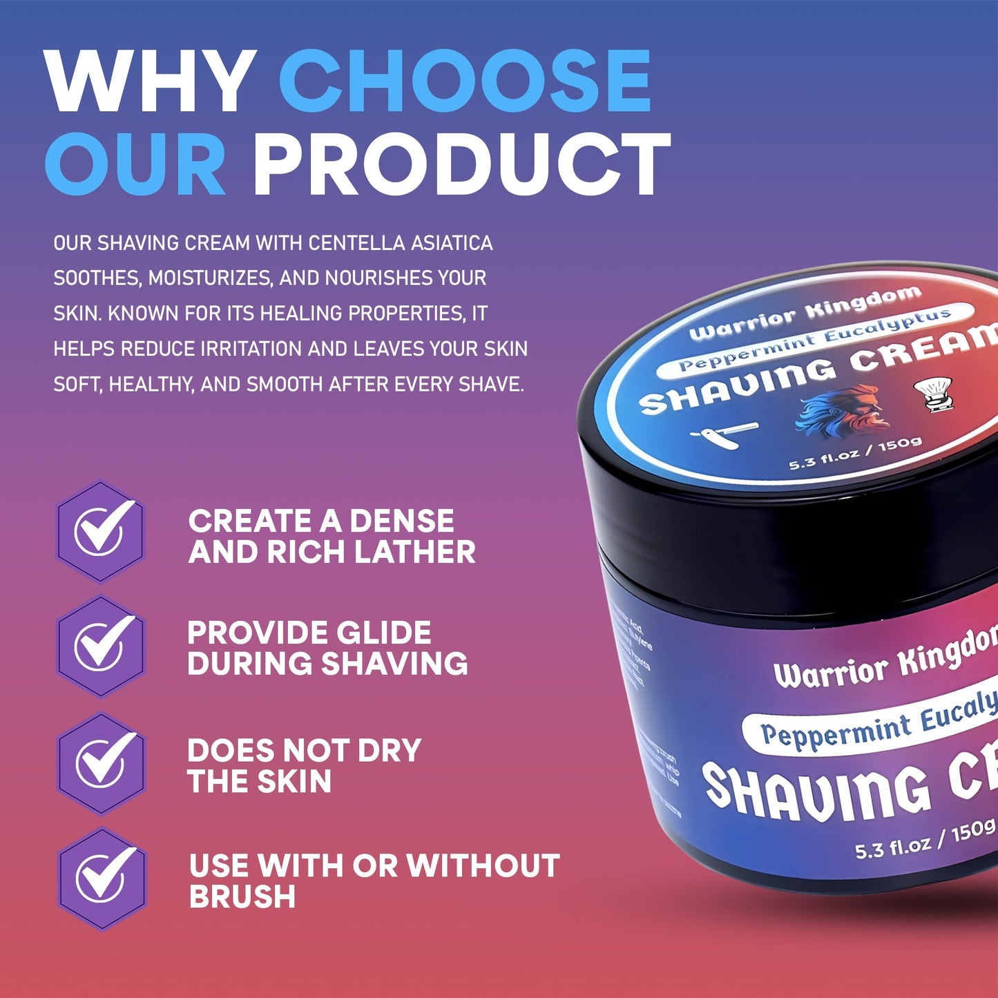 WhollyKaw Warrior Kingdom Luxury Shaving Cream - Peppermint Eucalyptus