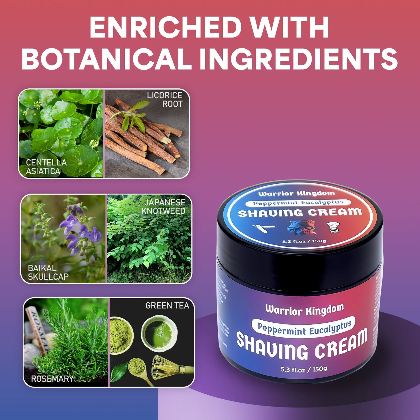 WhollyKaw Warrior Kingdom Luxury Shaving Cream - Peppermint Eucalyptus