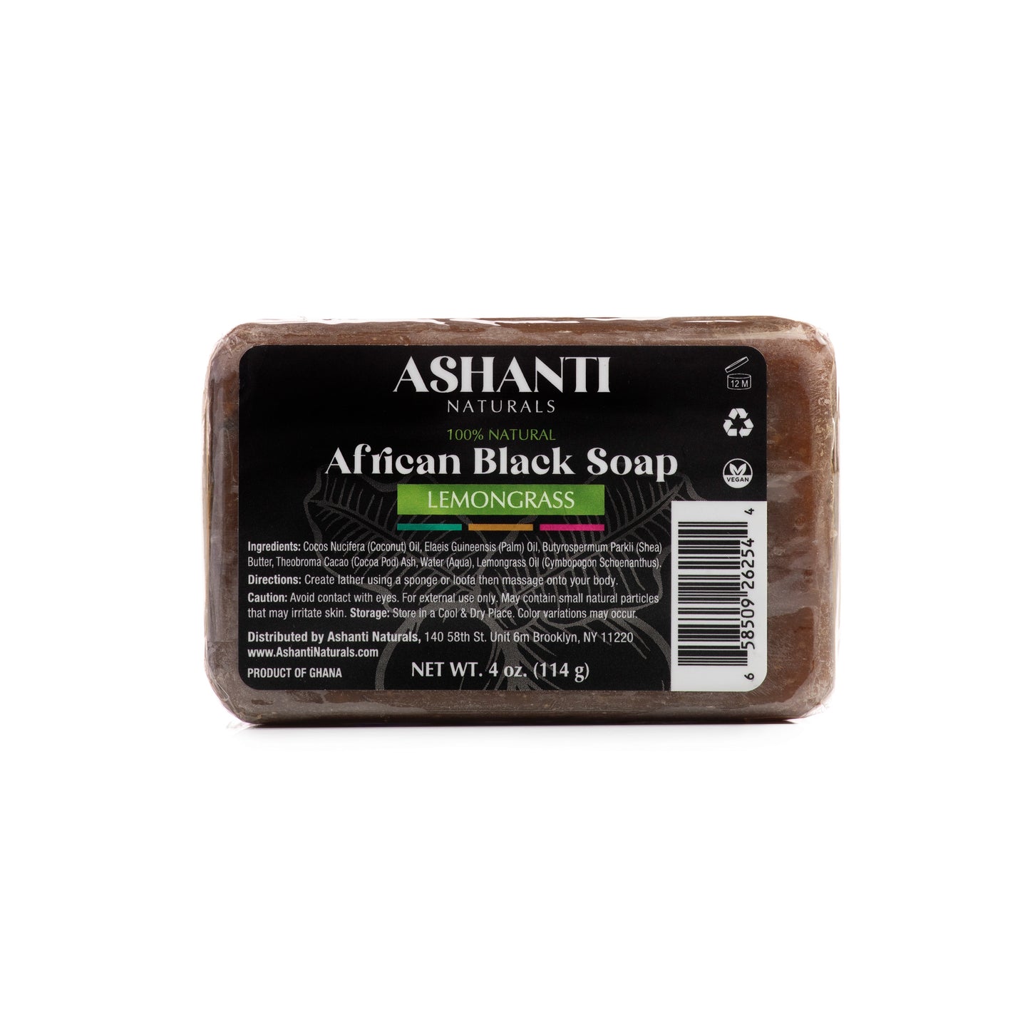 ASHANTI NATURALS 100% African Black Soap - Lemongrass - Osadia Concept Store