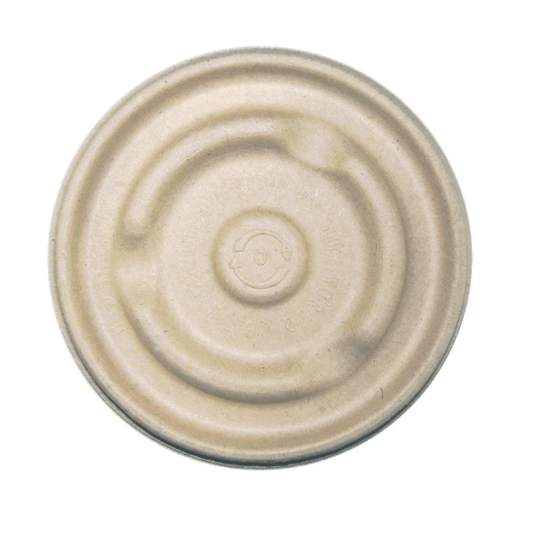 World Centric Compostable Fiber Lid for 8 and 16 oz Barrel Bowls, Natural (QTY 500), SKU BBL-SC-U12-LF