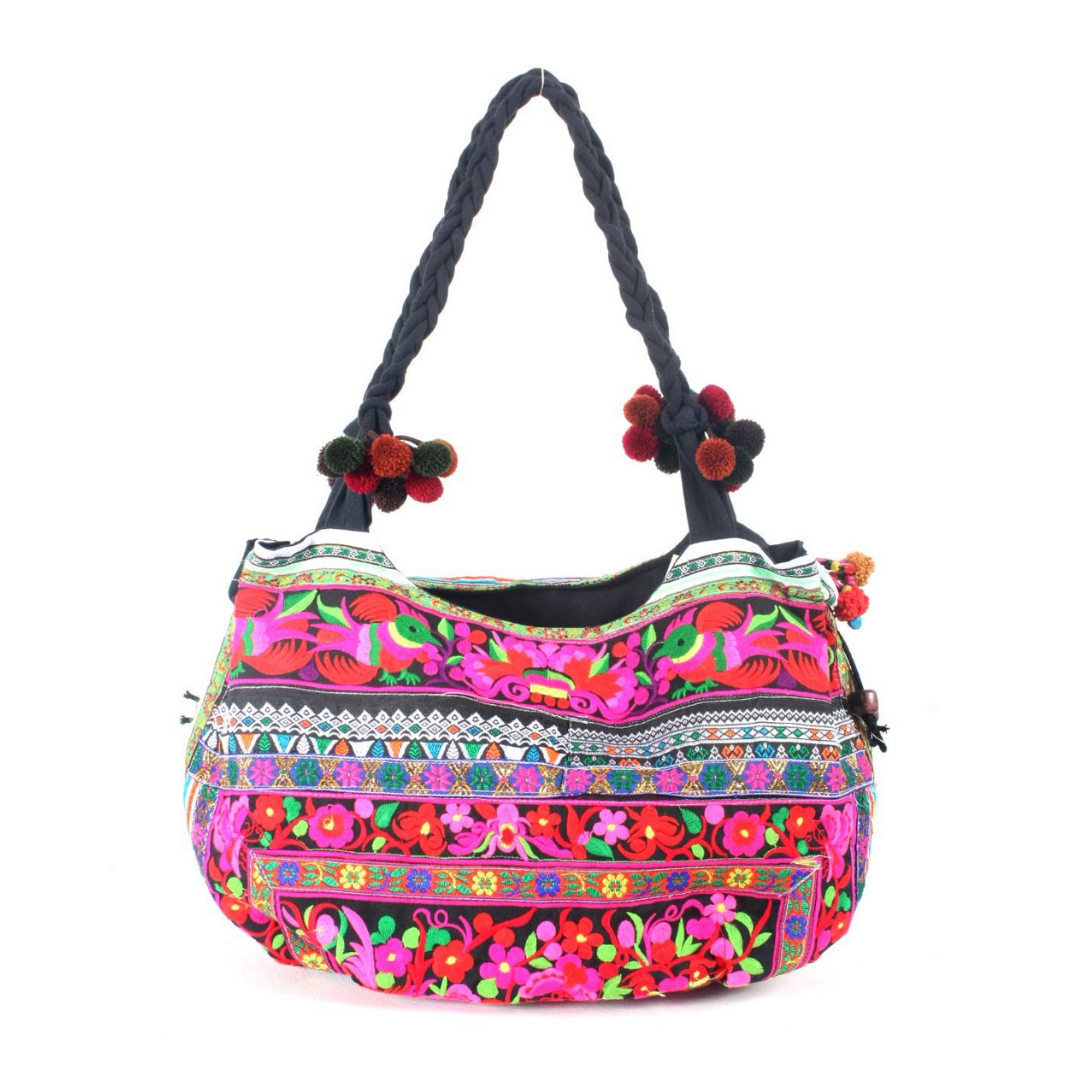 Embroidered Birds Shoulder Bag - Thailand